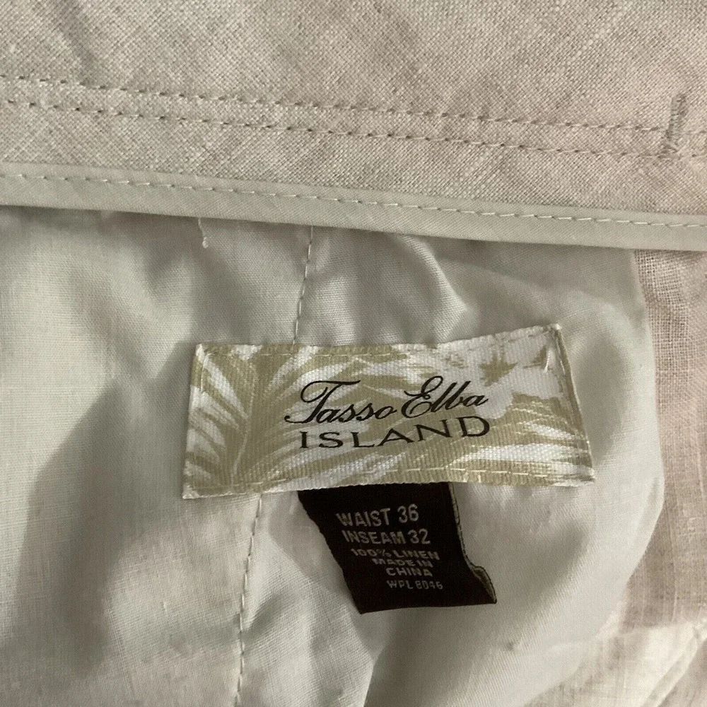 NWOT Tasso Elba Island Beige Drawstring Trousers Beach Pants‎ Men 36X32 China